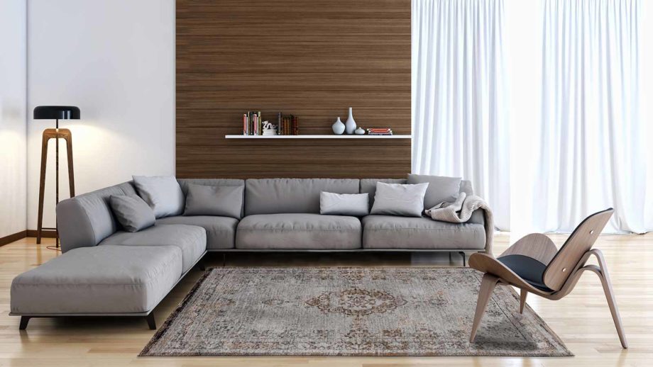 Louis De Poortere matto LX 8257 Fading World Medaillon Grey Ebony interior
