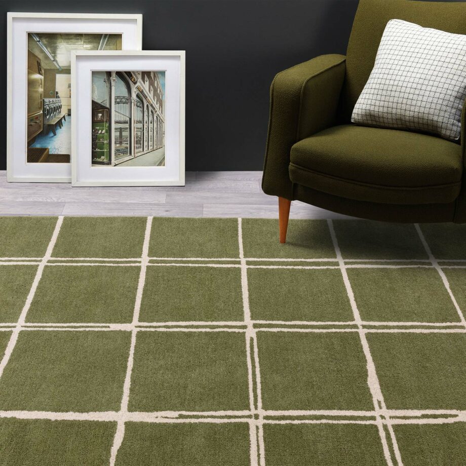Asiatic matto Albany Grid Olive interior square