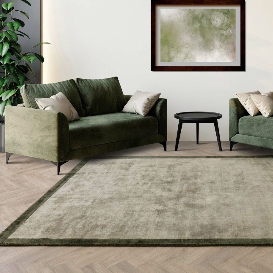 Asiatic matto Blade Border 05 Sage Olive interior square
