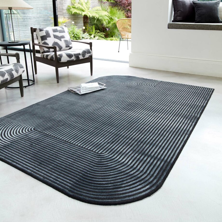 Asiatic matto Kuza Shape Black Charcoal interior square