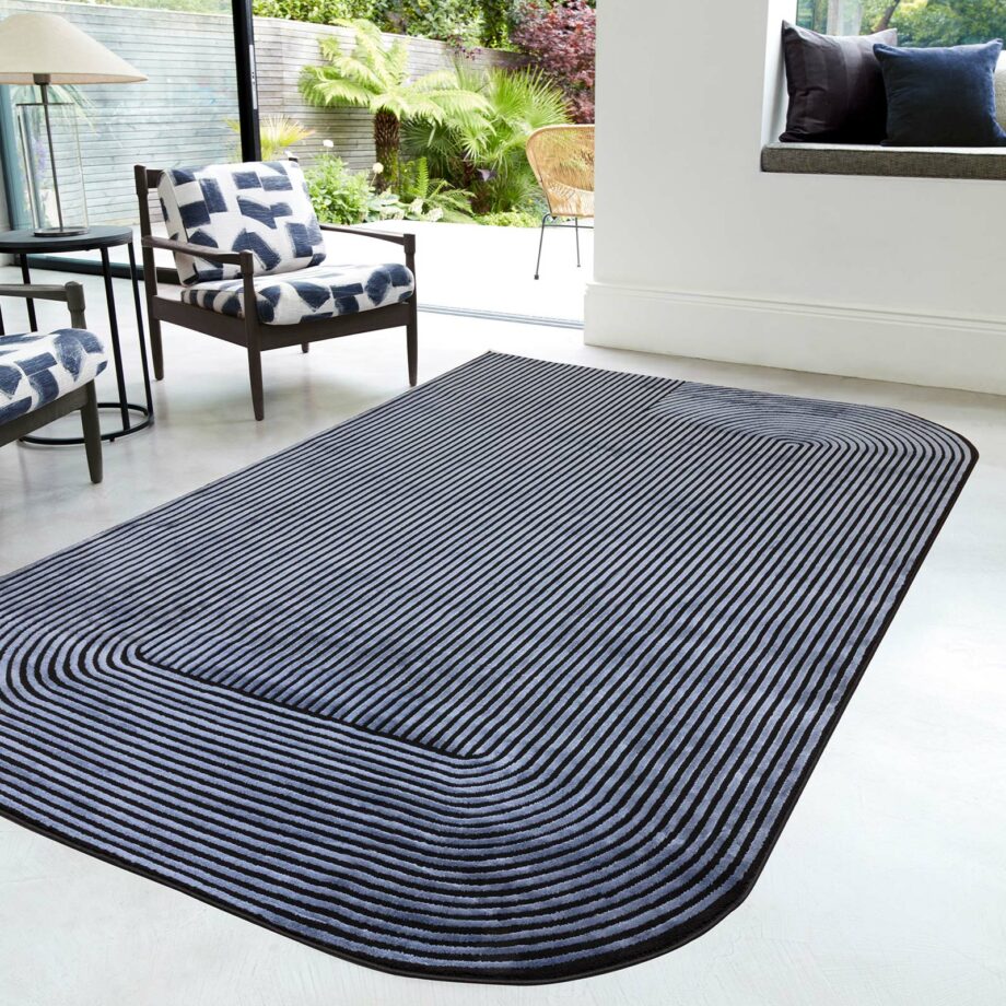 Asiatic matto Kuza Shape Black Navy interior square
