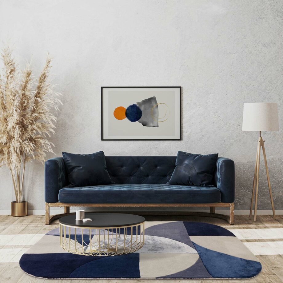 Asiatic matto Matrix 74 Oval Indigo interior