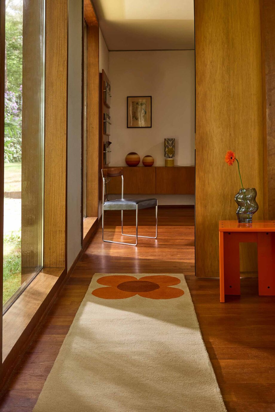Orla Kiely Flower Placement runner Pumpkin Ecru 158203 interior A