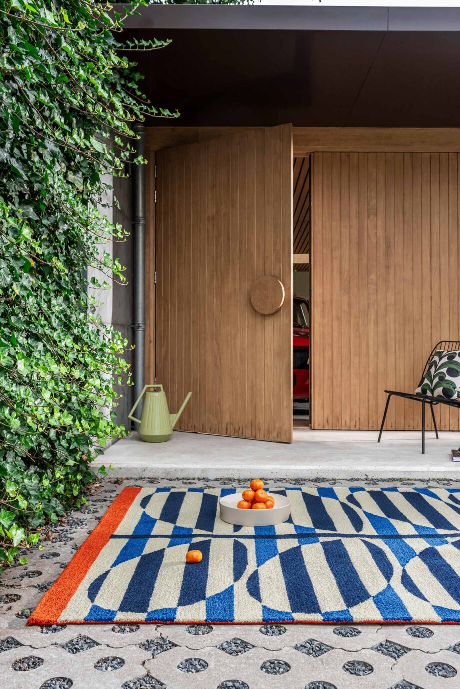 Orla Kiely Stripy Stem Azure 464308 interior C outdoor